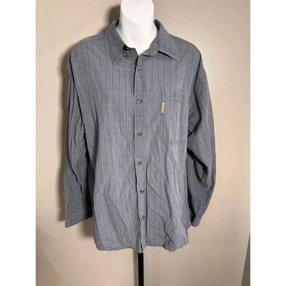 Columbia Large Longsleeve Gray Blue Plaid Buttonup Excellent Used Conditio - Picture 1 of 8